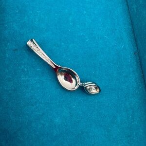 Swarovski signed Silver-tone Spoon Brooch with Clear Crystal rhinestone